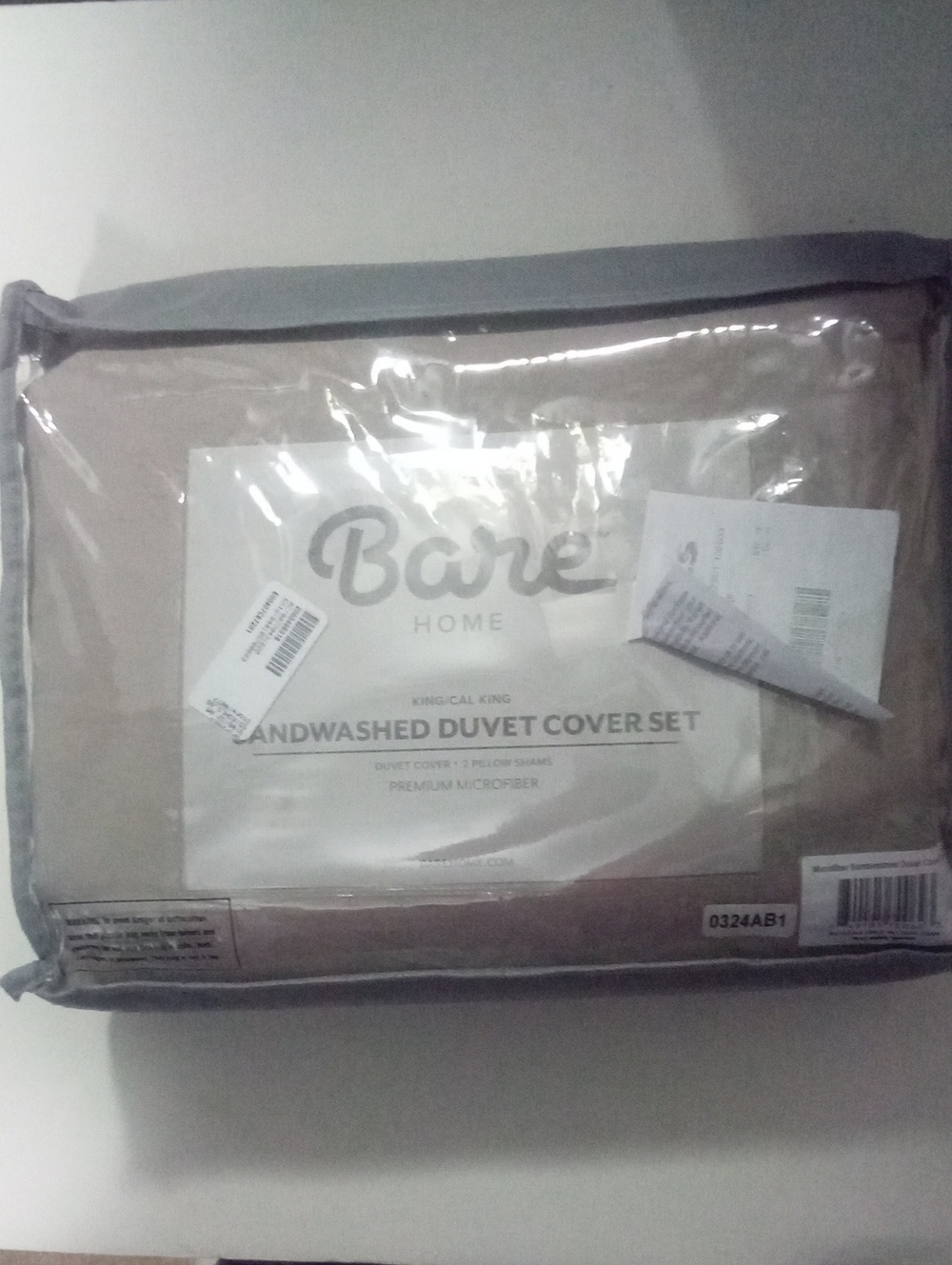 Bare Home Sandwashed Duvet Cover Set King Calif King NWT $79.99 Taupe